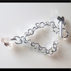 Sterling Silver Toggle Bracelet Swaroski Heart